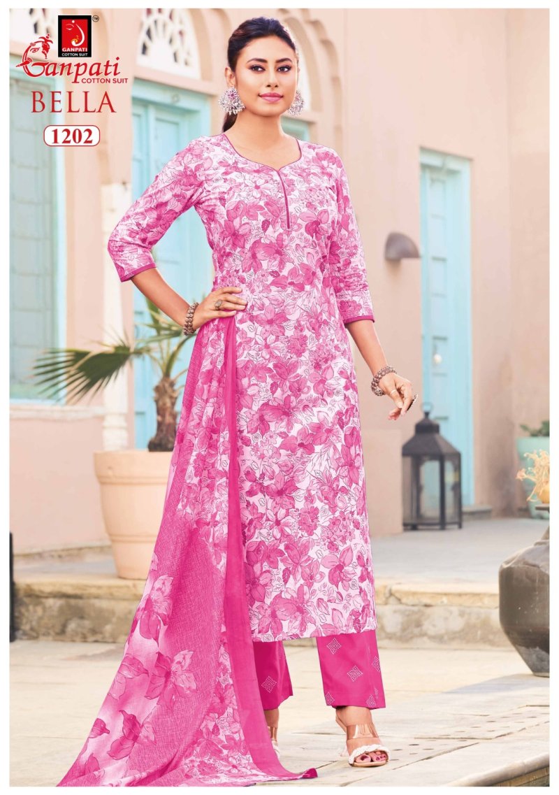 Bella Pant Vol 12 By Ganpati Printed Cotton Dress Material 